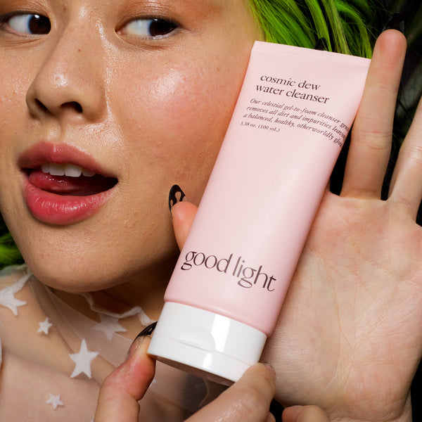 celestial gel-to-foam, multi-purpose cleanser. celestial dew water cleanser by good light.